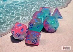 Polyhedral 7-Dice Set CHX26464 - Gemini Gel Green-Pink/Blue Luminary